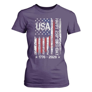 250 Years America Anniversary Flag T Shirt For Women 4th of July Patriotic Independence Day TS10 Purple Print Your Wear
