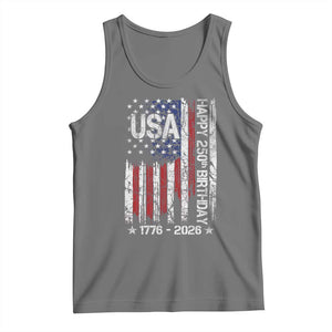250 Years America Anniversary Flag Tank Top 4th of July Patriotic Independence Day TS10 Black Heather Print Your Wear
