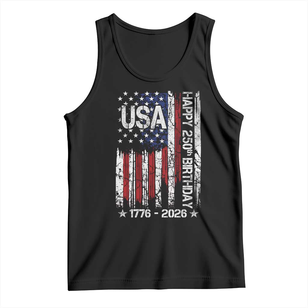 250 Years America Anniversary Flag Tank Top 4th of July Patriotic Independence Day TS10 Black Print Your Wear
