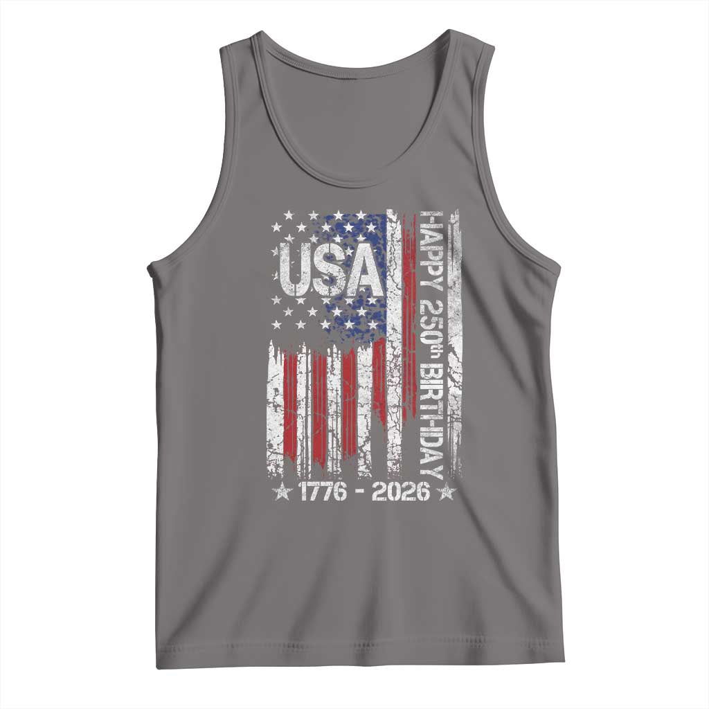 250 Years America Anniversary Flag Tank Top 4th of July Patriotic Independence Day TS10 Deep Heather Print Your Wear
