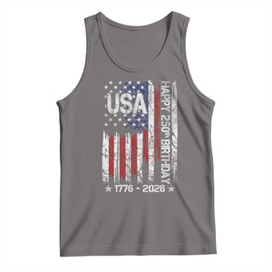 250 Years America Anniversary Flag Tank Top 4th of July Patriotic Independence Day TS10 Deep Heather Print Your Wear