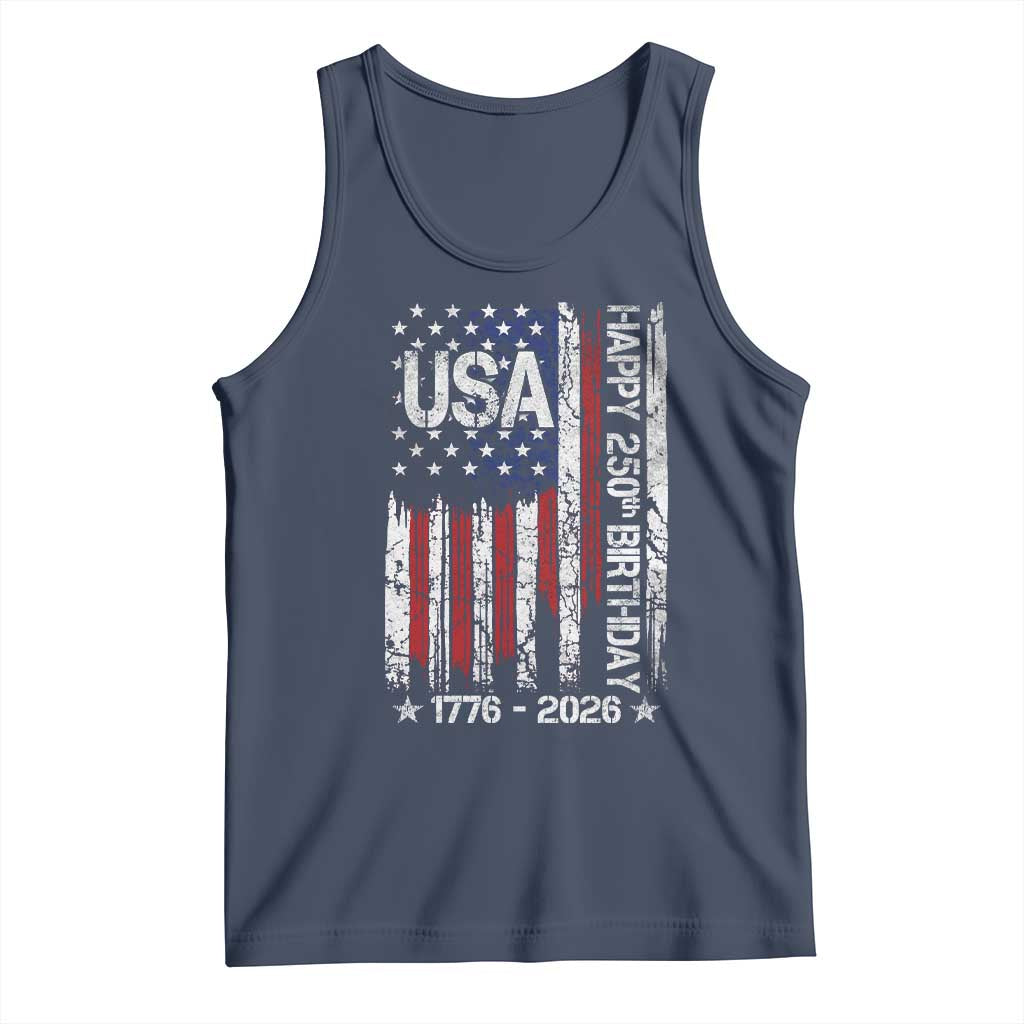 250 Years America Anniversary Flag Tank Top 4th of July Patriotic Independence Day TS10 Navy Print Your Wear