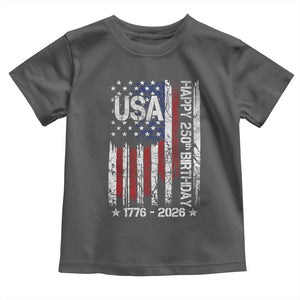 250 Years America Anniversary Flag Toddler T Shirt 4th of July Patriotic Independence Day TS10 Dark Heather Print Your Wear