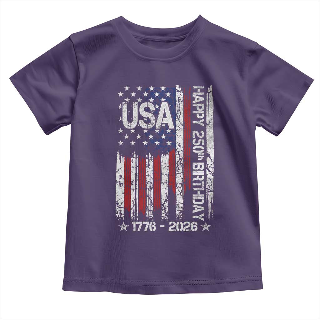 250 Years America Anniversary Flag Toddler T Shirt 4th of July Patriotic Independence Day TS10 Purple Print Your Wear