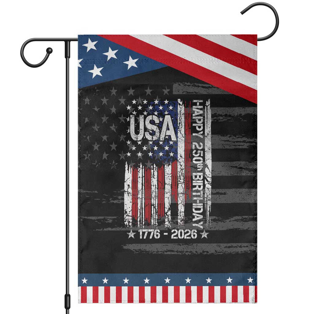 250 Years America Anniversary Flag Garden Flag 4th of July Patriotic Independence Day TS10 Distressed Black Blue Print Your Wear