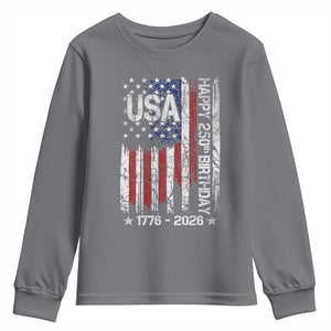 250 Years America Anniversary Flag Youth Sweatshirt 4th of July Patriotic Independence Day TS10 Charcoal Print Your Wear