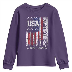 250 Years America Anniversary Flag Youth Sweatshirt 4th of July Patriotic Independence Day TS10 Purple Print Your Wear