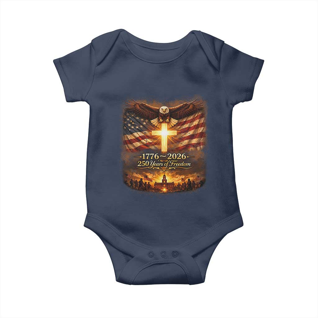 250th Anniversary USA Baby Onesie 1776 2026 4th of July Patriotic Us 250 Flag TS10 Navy Print Your Wear