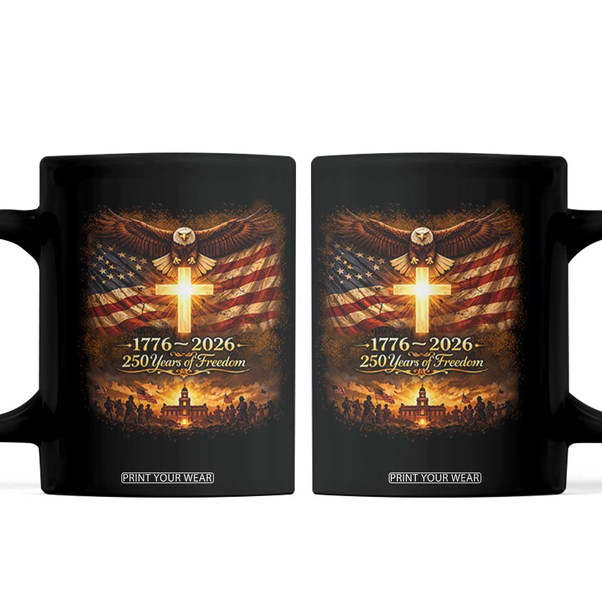 250th Anniversary USA Coffee Mug 1776 2026 4th of July Patriotic Us 250 Flag TS10 Black Print Your Wear