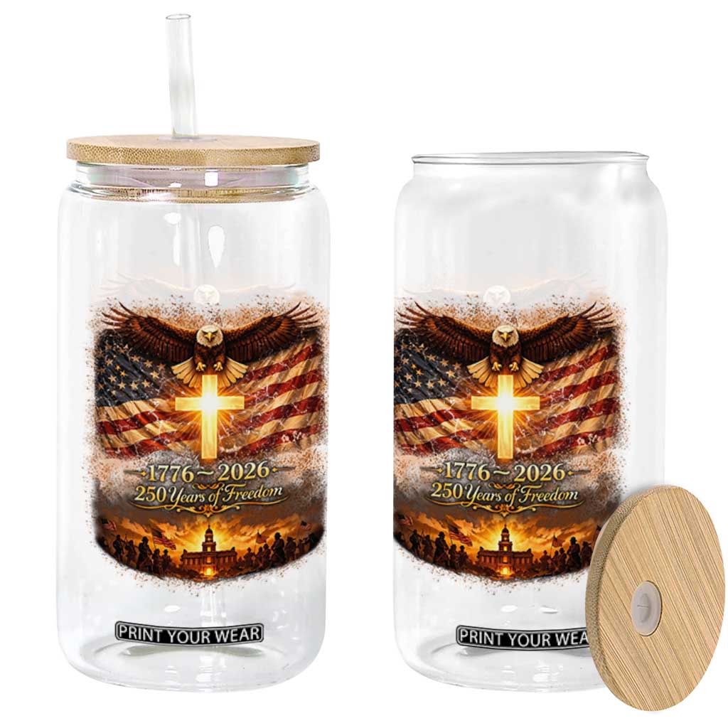 250th Anniversary USA Glass Can 1776 2026 4th of July Patriotic Us 250 Flag TS10 Print Your Wear
