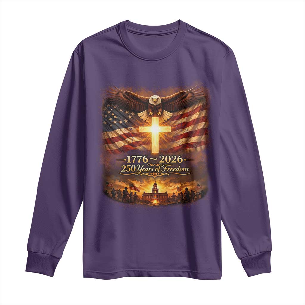 250th Anniversary USA Long Sleeve Shirt 1776 2026 4th of July Patriotic Us 250 Flag TS10 Purple Print Your Wear