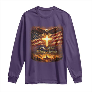 250th Anniversary USA Long Sleeve Shirt 1776 2026 4th of July Patriotic Us 250 Flag TS10 Purple Print Your Wear