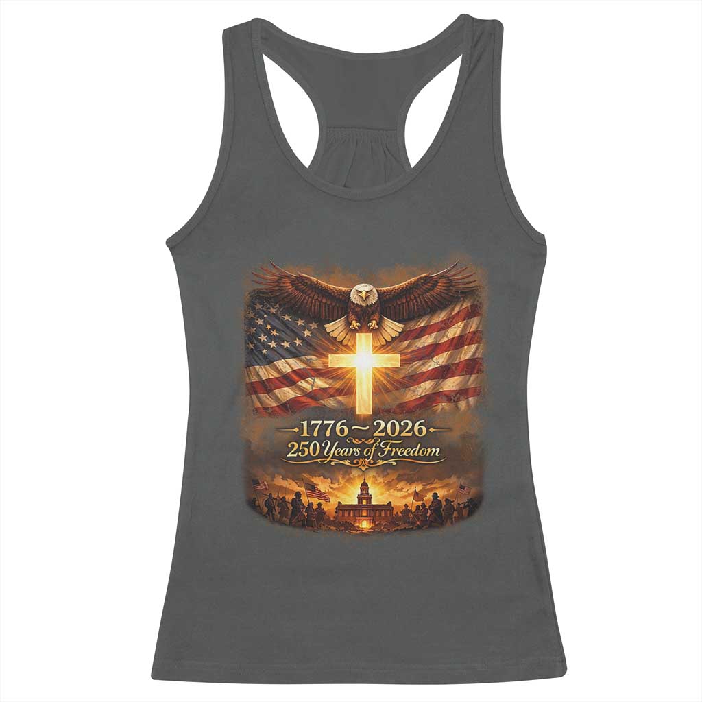 250th Anniversary USA Racerback Tank Top 1776 2026 4th of July Patriotic Us 250 Flag TS10 Dark Heather Print Your Wear