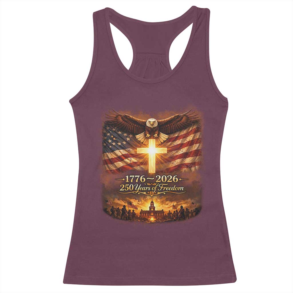 250th Anniversary USA Racerback Tank Top 1776 2026 4th of July Patriotic Us 250 Flag TS10 Maroon Print Your Wear