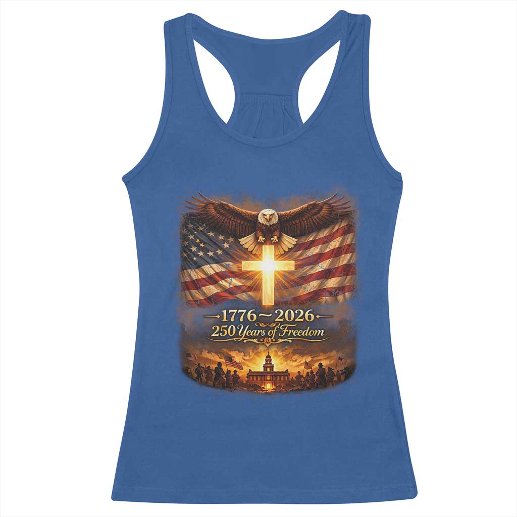 250th Anniversary USA Racerback Tank Top 1776 2026 4th of July Patriotic Us 250 Flag TS10 Royal Blue Print Your Wear
