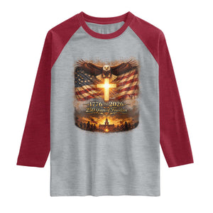250th Anniversary USA Raglan Shirt 1776 2026 4th of July Patriotic Us 250 Flag TS10 Heather Gray Heather Red Print Your Wear