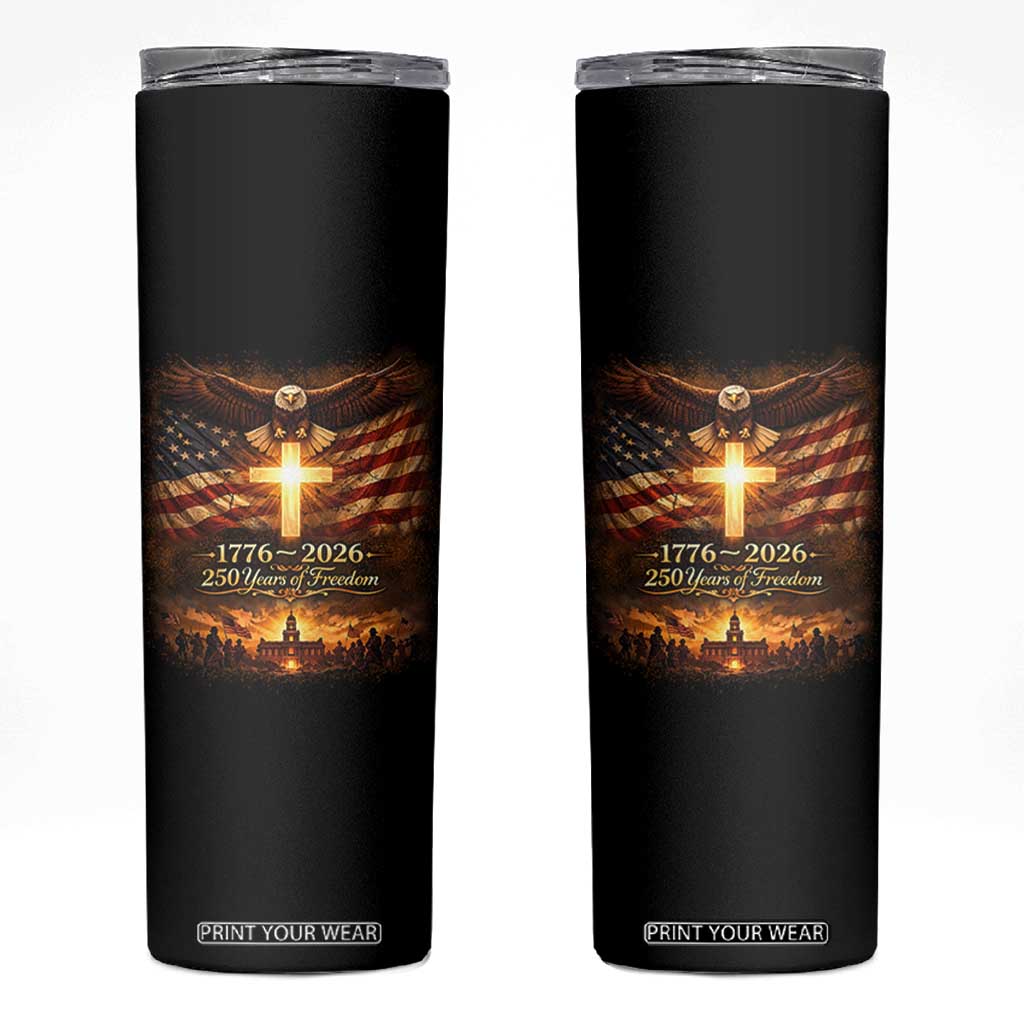 250th Anniversary USA Skinny Tumbler 1776 2026 4th of July Patriotic Us 250 Flag TS10 Black Print Your Wear