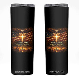 250th Anniversary USA Skinny Tumbler 1776 2026 4th of July Patriotic Us 250 Flag TS10 Black Print Your Wear