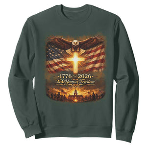 250th Anniversary USA Sweatshirt 1776 2026 4th of July Patriotic Us 250 Flag TS10 Dark Forest Green Print Your Wear