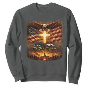 250th Anniversary USA Sweatshirt 1776 2026 4th of July Patriotic Us 250 Flag TS10 Dark Heather Print Your Wear