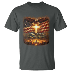 250th Anniversary USA T Shirt 1776 2026 4th of July Patriotic Us 250 Flag TS10 Dark Heather Print Your Wear