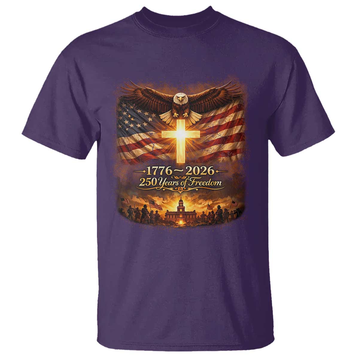 250th Anniversary USA T Shirt 1776 2026 4th of July Patriotic Us 250 Flag TS10 Purple Print Your Wear