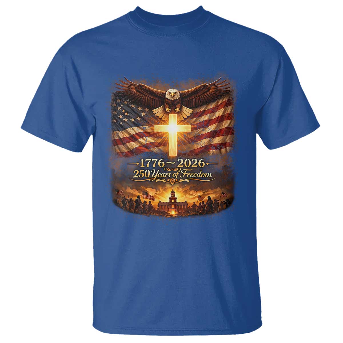 250th Anniversary USA T Shirt 1776 2026 4th of July Patriotic Us 250 Flag TS10 Royal Blue Print Your Wear