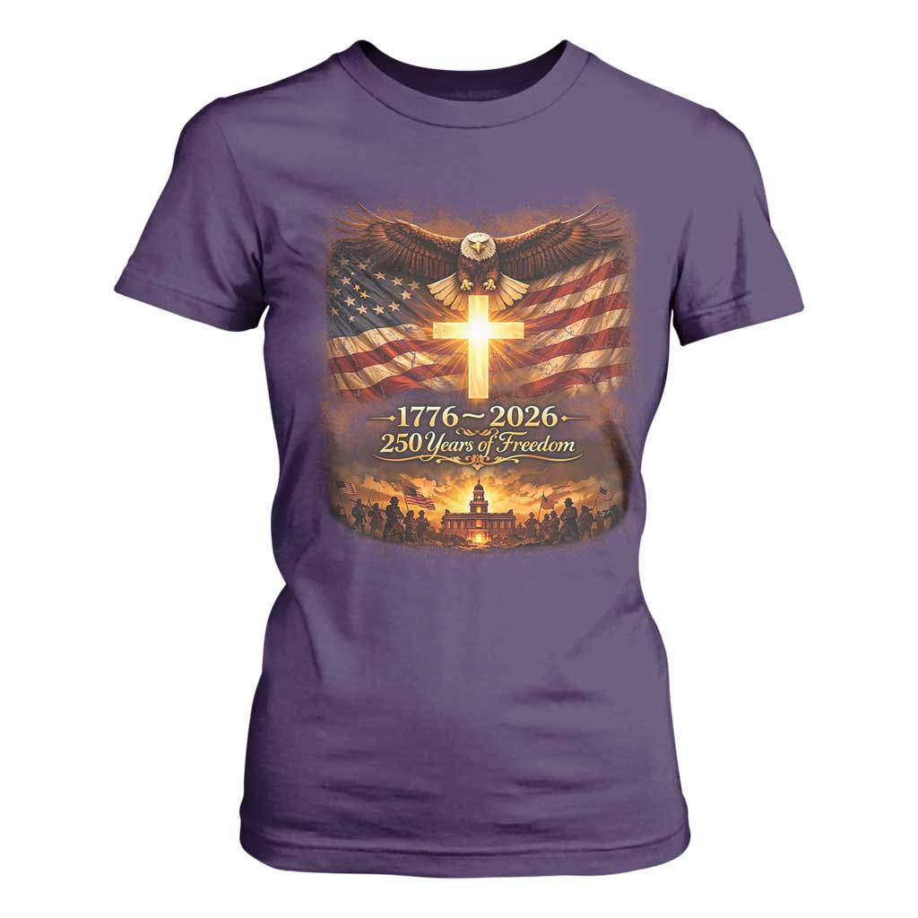 250th Anniversary USA T Shirt For Women 1776 2026 4th of July Patriotic Us 250 Flag TS10 Purple Print Your Wear