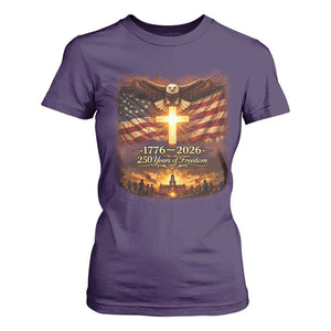 250th Anniversary USA T Shirt For Women 1776 2026 4th of July Patriotic Us 250 Flag TS10 Purple Print Your Wear