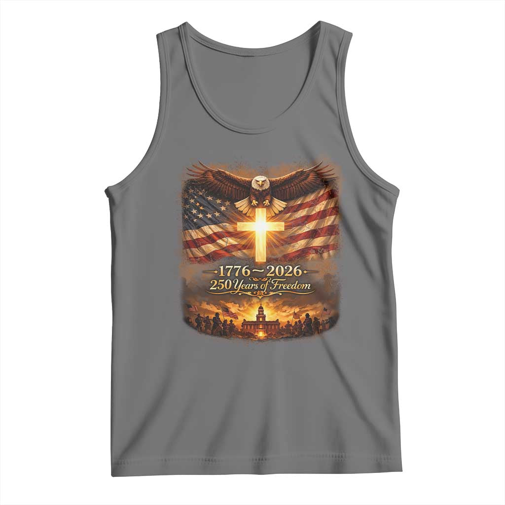 250th Anniversary USA Tank Top 1776 2026 4th of July Patriotic Us 250 Flag TS10 Black Heather Print Your Wear