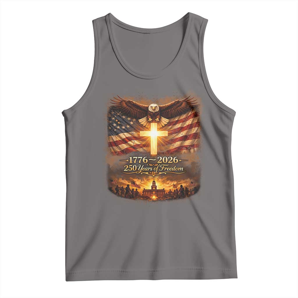 250th Anniversary USA Tank Top 1776 2026 4th of July Patriotic Us 250 Flag TS10 Deep Heather Print Your Wear