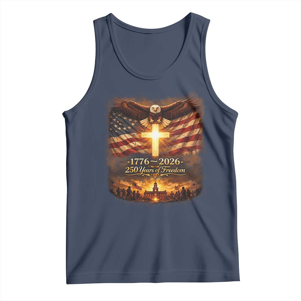 250th Anniversary USA Tank Top 1776 2026 4th of July Patriotic Us 250 Flag TS10 Navy Print Your Wear