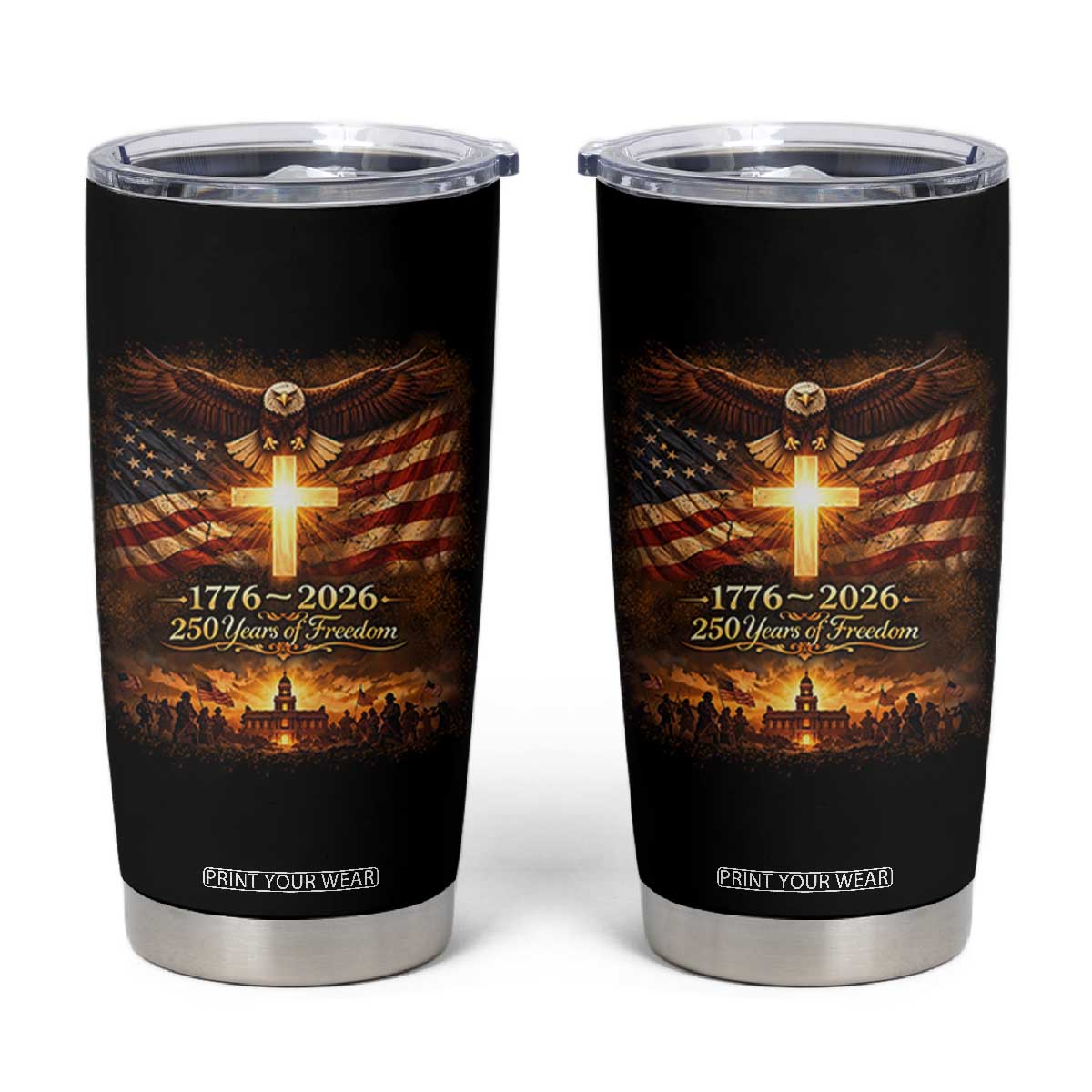 250th Anniversary USA Tumbler Cup 1776 2026 4th of July Patriotic Us 250 Flag TS10 Black Print Your Wear