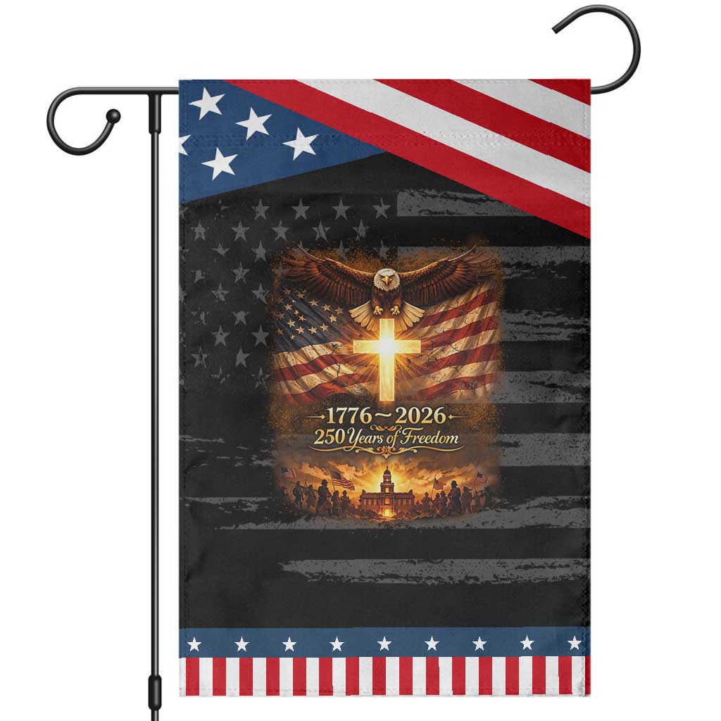 250th Anniversary USA Garden Flag 1776 2026 4th of July Patriotic Us 250 Flag TS10 Distressed Black Blue Print Your Wear