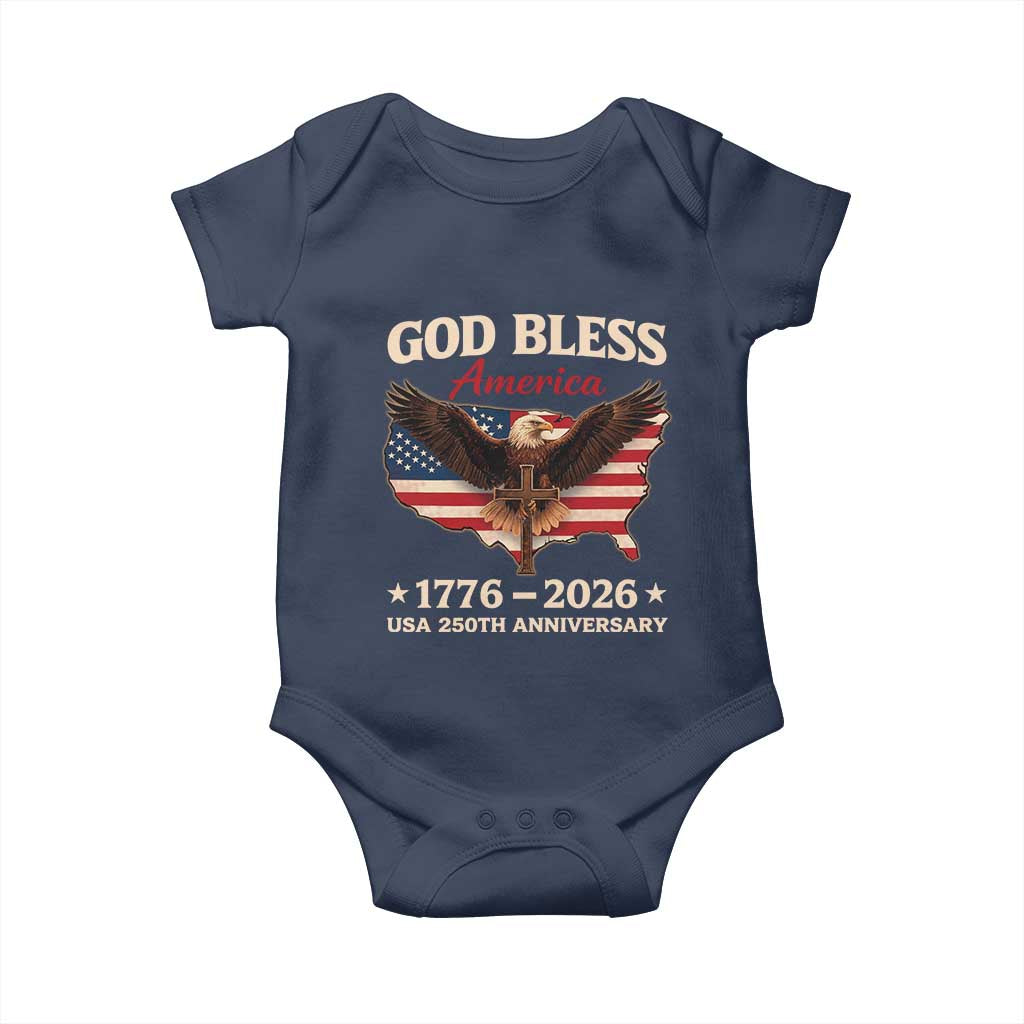 God Bless America 250th Anniversary Baby Onesie 250 Years USA 4th Of July TS10 Navy Print Your Wear