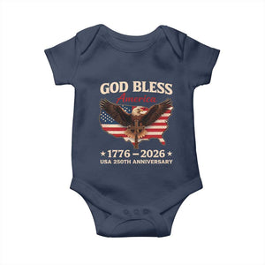 God Bless America 250th Anniversary Baby Onesie 250 Years USA 4th Of July TS10 Navy Print Your Wear