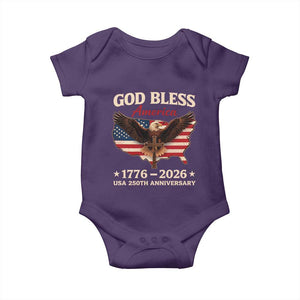 God Bless America 250th Anniversary Baby Onesie 250 Years USA 4th Of July TS10 Purple Print Your Wear