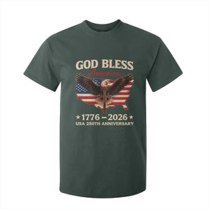 God Bless America 250th Anniversary T Shirt For Kid 250 Years USA 4th Of July TS10 Dark Forest Green Print Your Wear