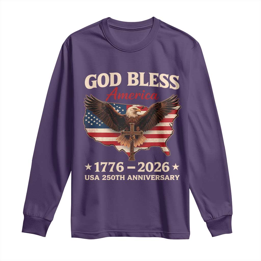 God Bless America 250th Anniversary Long Sleeve Shirt 250 Years USA 4th Of July TS10 Purple Print Your Wear