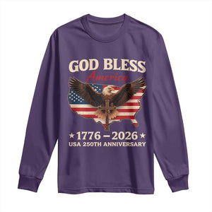 God Bless America 250th Anniversary Long Sleeve Shirt 250 Years USA 4th Of July TS10 Purple Print Your Wear
