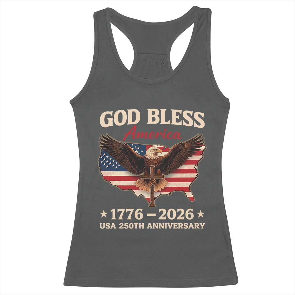 God Bless America 250th Anniversary Racerback Tank Top 250 Years USA 4th Of July TS10 Dark Heather Print Your Wear