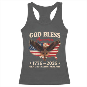 God Bless America 250th Anniversary Racerback Tank Top 250 Years USA 4th Of July TS10 Dark Heather Print Your Wear