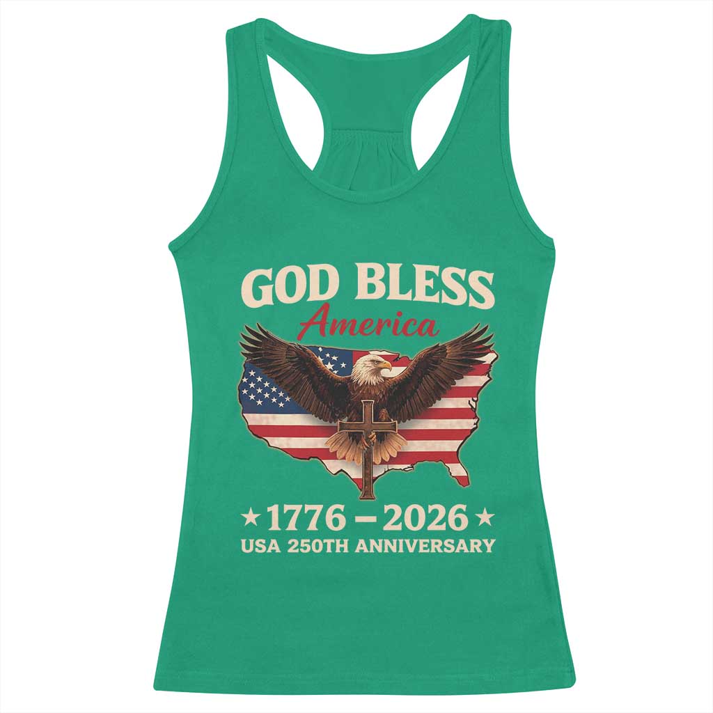 God Bless America 250th Anniversary Racerback Tank Top 250 Years USA 4th Of July TS10 Irish Green Print Your Wear