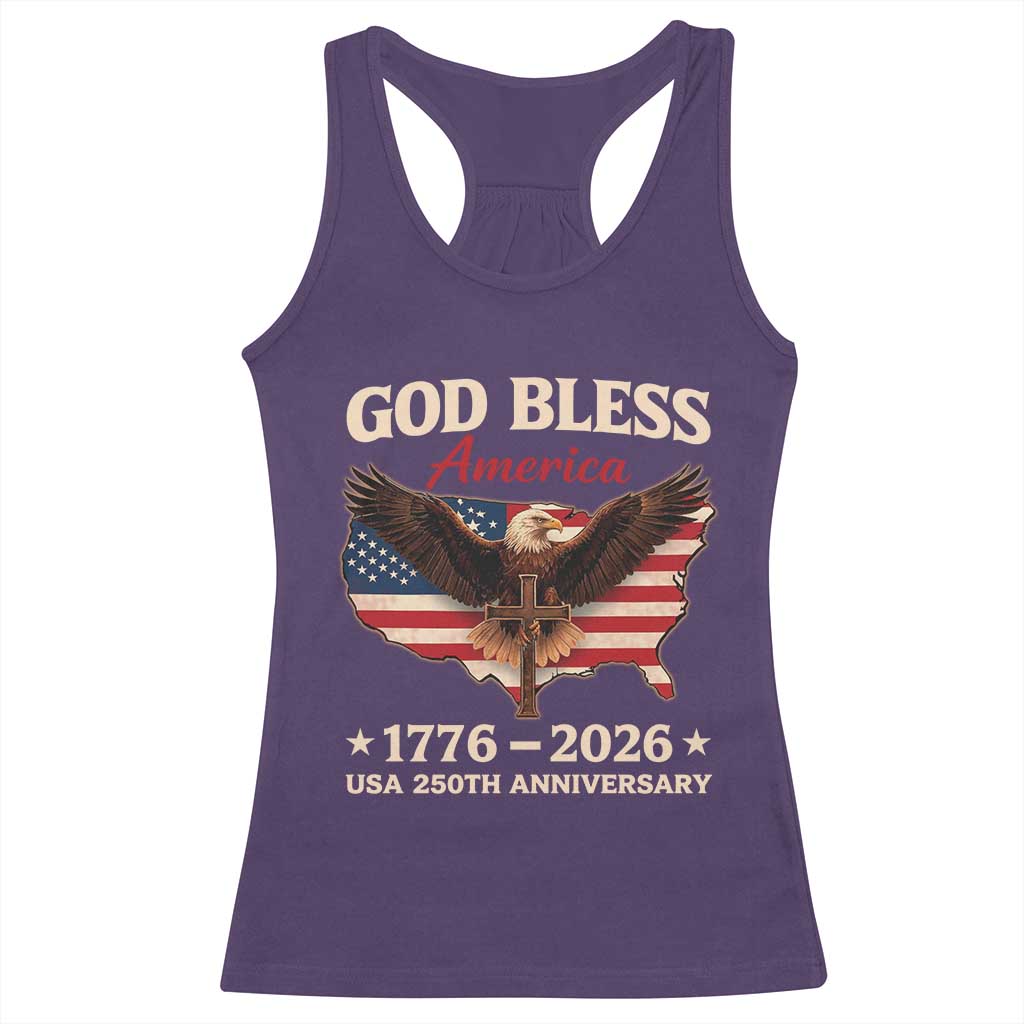 God Bless America 250th Anniversary Racerback Tank Top 250 Years USA 4th Of July TS10 Purple Print Your Wear
