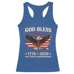 God Bless America 250th Anniversary Racerback Tank Top 250 Years USA 4th Of July TS10 Royal Blue Print Your Wear