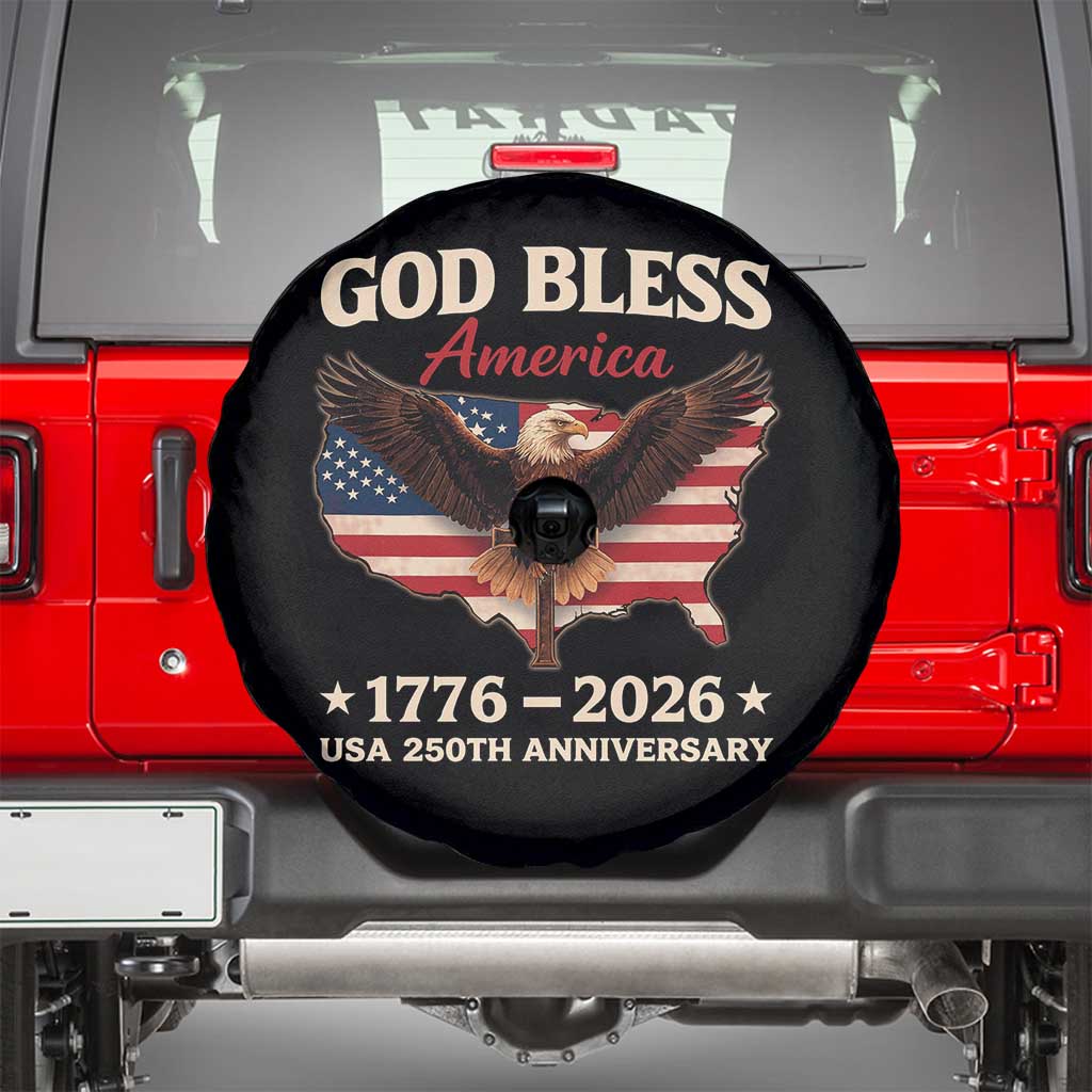 God Bless America 250th Anniversary Spare Tire Cover 250 Years USA 4th Of July TS10 Black Print Your Wear