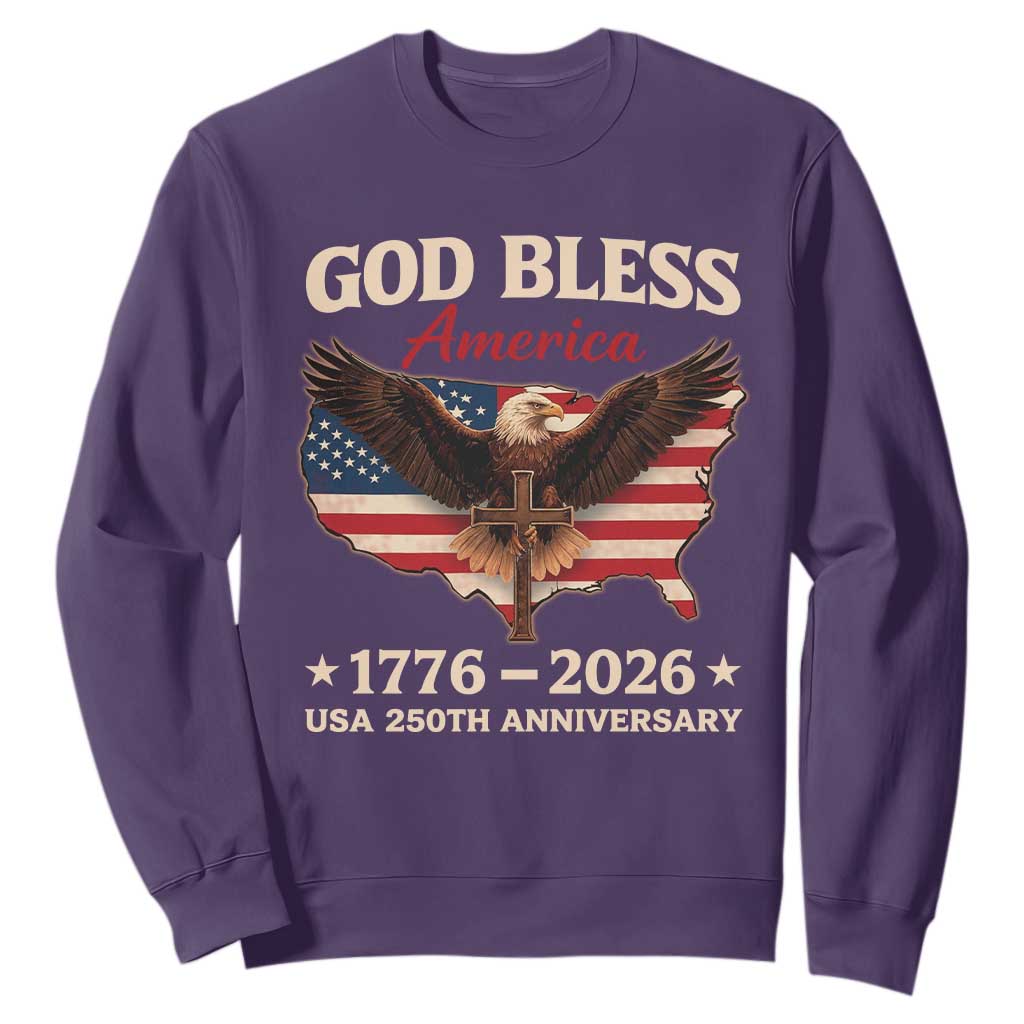 God Bless America 250th Anniversary Sweatshirt 250 Years USA 4th Of July TS10 Purple Print Your Wear