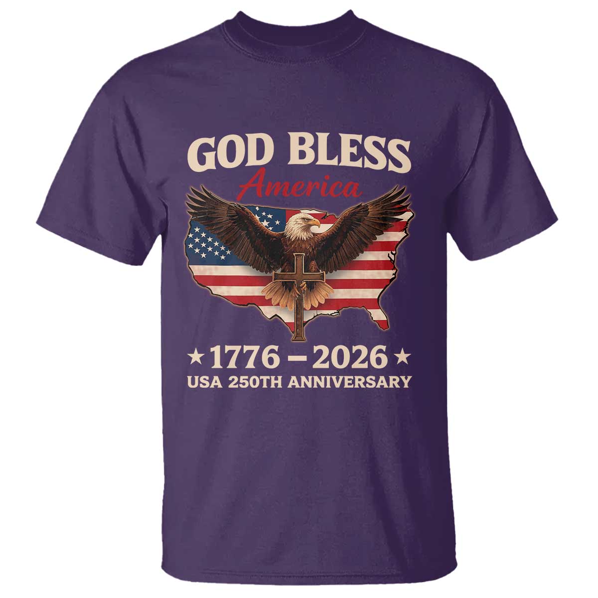 God Bless America 250th Anniversary T Shirt 250 Years USA 4th Of July TS10 Purple Print Your Wear
