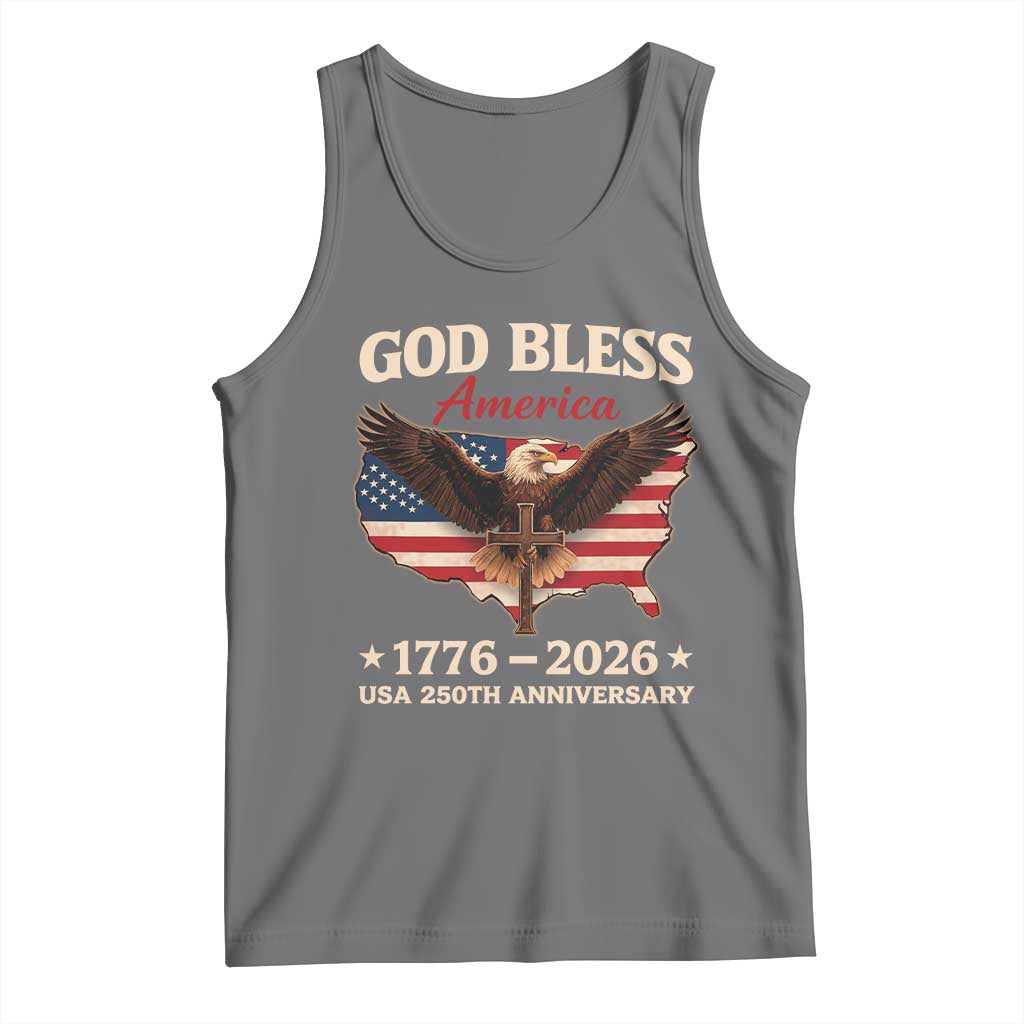 God Bless America 250th Anniversary Tank Top 250 Years USA 4th Of July TS10 Black Heather Print Your Wear