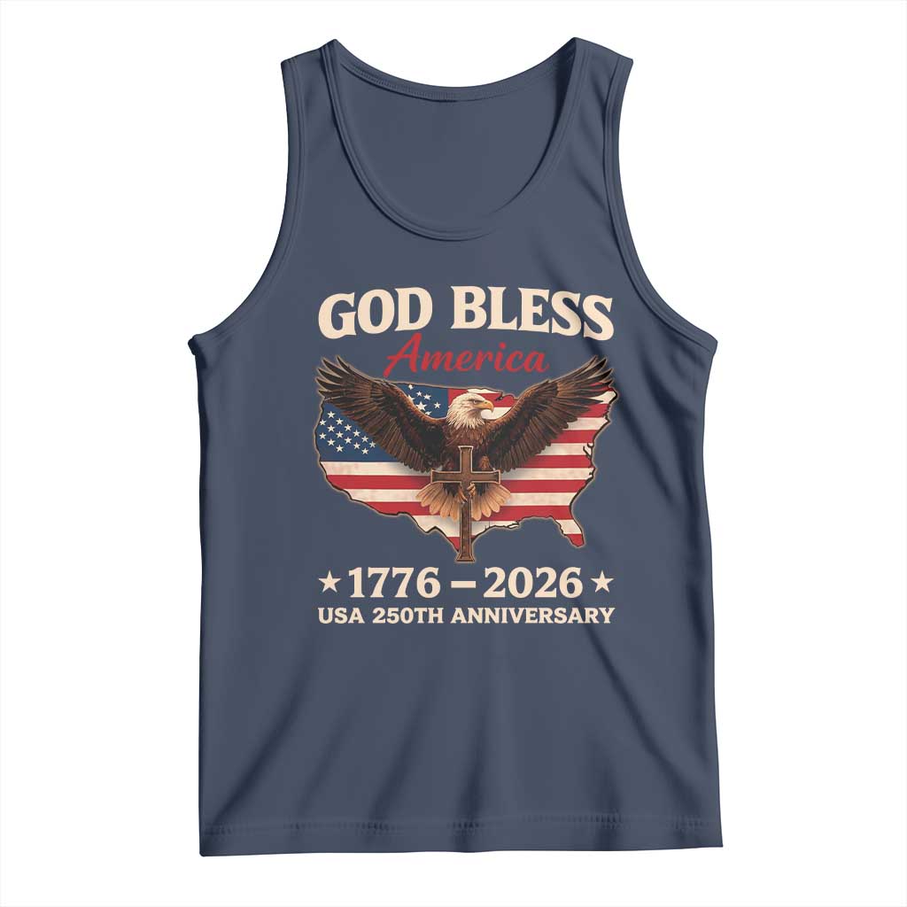 God Bless America 250th Anniversary Tank Top 250 Years USA 4th Of July TS10 Navy Print Your Wear
